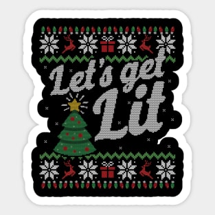 Ugly Christmas Sweater Lets Get Lit Tree Sticker